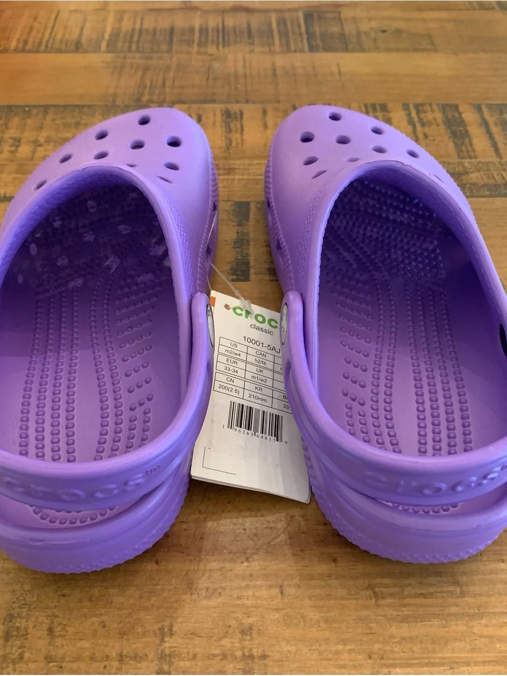CROCS Kids Adult Classic Purple Clogs with Heel Strap
